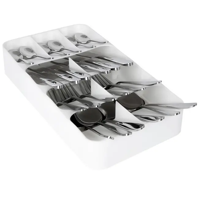 Compacte witte bestekbak 39 × 17 cm – 9 vakken