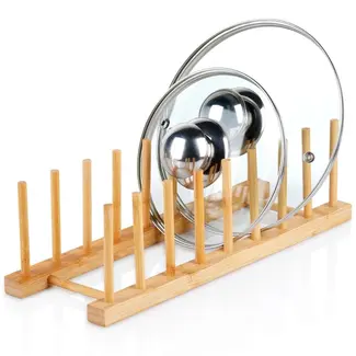 Bamboo Lid & Plate Organiser – 8 Slots