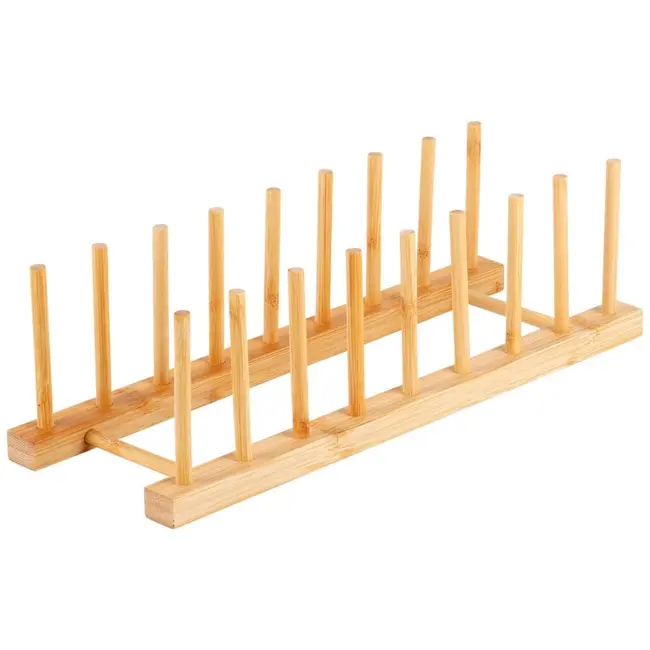 Bamboo Lid & Plate Organiser 34.5 × 12 × 12 cm – 8 Slots