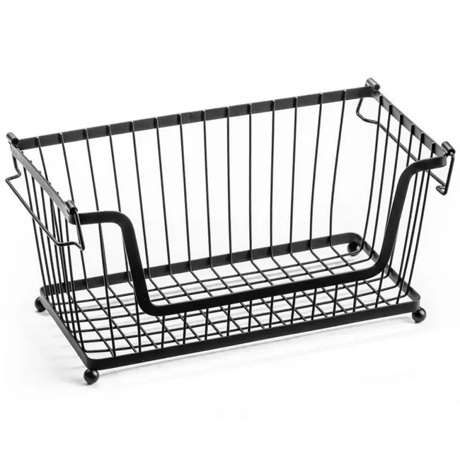 Schwarzer Metall Obst- & Gemüsekorb 31 × 17,5 × 15,5 cm – stapelbar