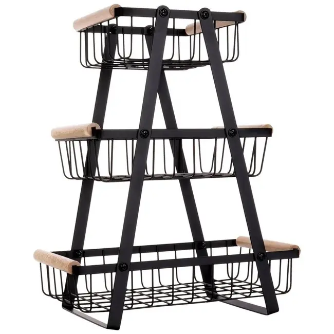 Black 3-Tier Fruit & Vegetable Basket 28 × 17.5 × 34.5 cm