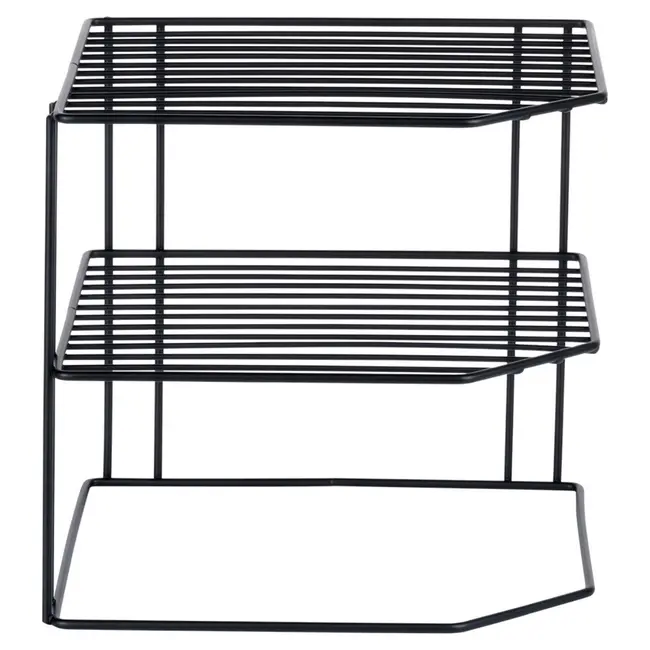 Schwarzes Metall-Eckregal 3-stufig 22 × 22 × 21 cm