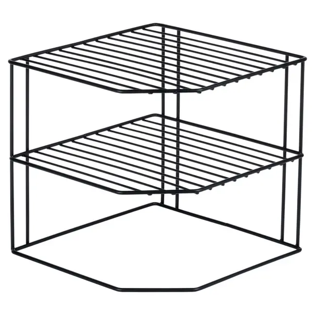 Schwarzes Metall-Eckregal 3-stufig 22 × 22 × 21 cm