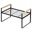 Black Metal Kitchen Shelf 33 × 21 × 19.5 cm – with Bamboo Details