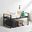 Black Metal Kitchen Shelf 33 × 21 × 19.5 cm – with Bamboo Details