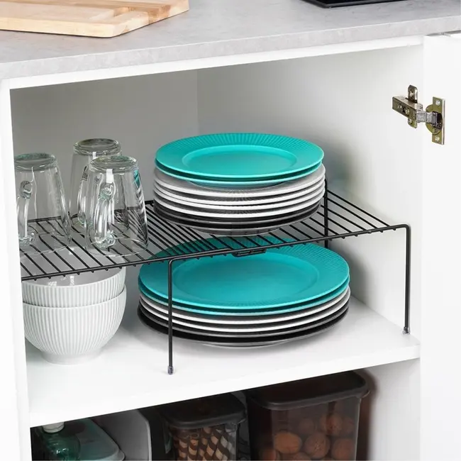 Expandable Black Kitchen Shelf 34.5–48 × 25 × 15 cm
