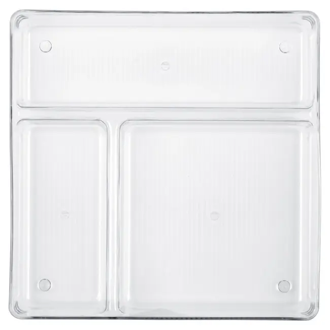 Transparent Drawer Organiser 23 × 23 × 5.5 cm – 3 Compartments