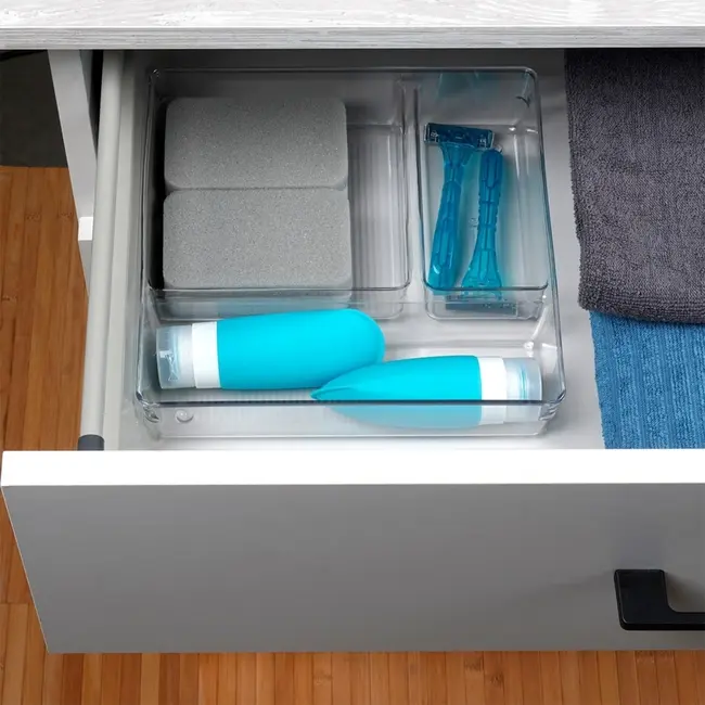 Transparent Drawer Organiser 23 × 23 × 5.5 cm – 3 Compartments