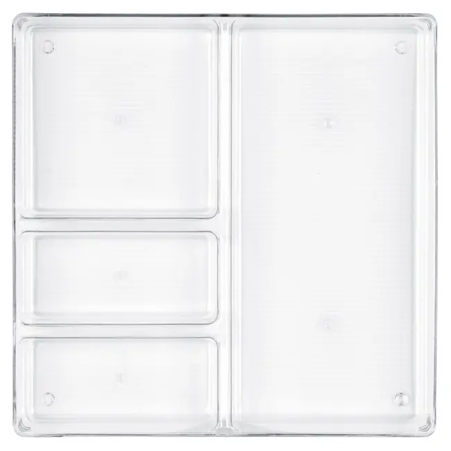 Transparenter Schubladen-Organizer 31 × 31 × 5,5 cm – 4 Fächer