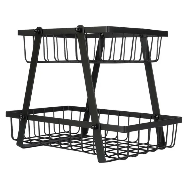 Black 2-Tier Fruit & Vegetable Basket 28 × 17.5 × 21 cm