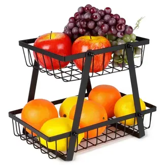 2-Tier Fruit & Vegetable Basket – Black
