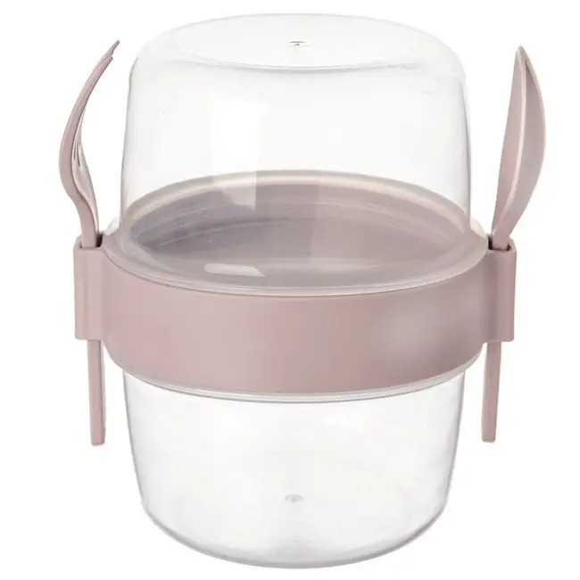 Yogurt pot with spoon, fork and topping bowl – 370 ml