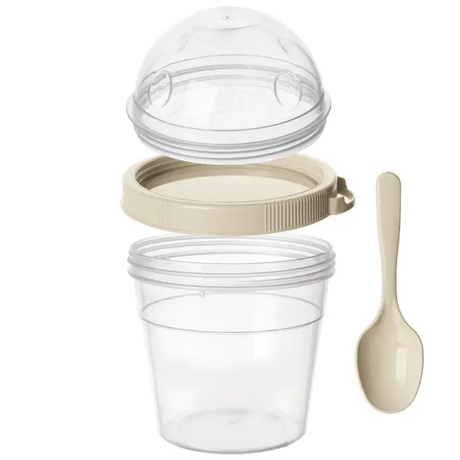 Yoghurtbeker met lepel en toppingbakje – 400 ml