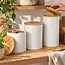 White metal storage canister with bamboo lid – 1.3 litre