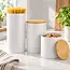 White metal spaghetti storage canister with bamboo lid – 2.65 litre