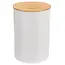 Witte metalen voorraadpot met bamboedeksel – 800 ml
