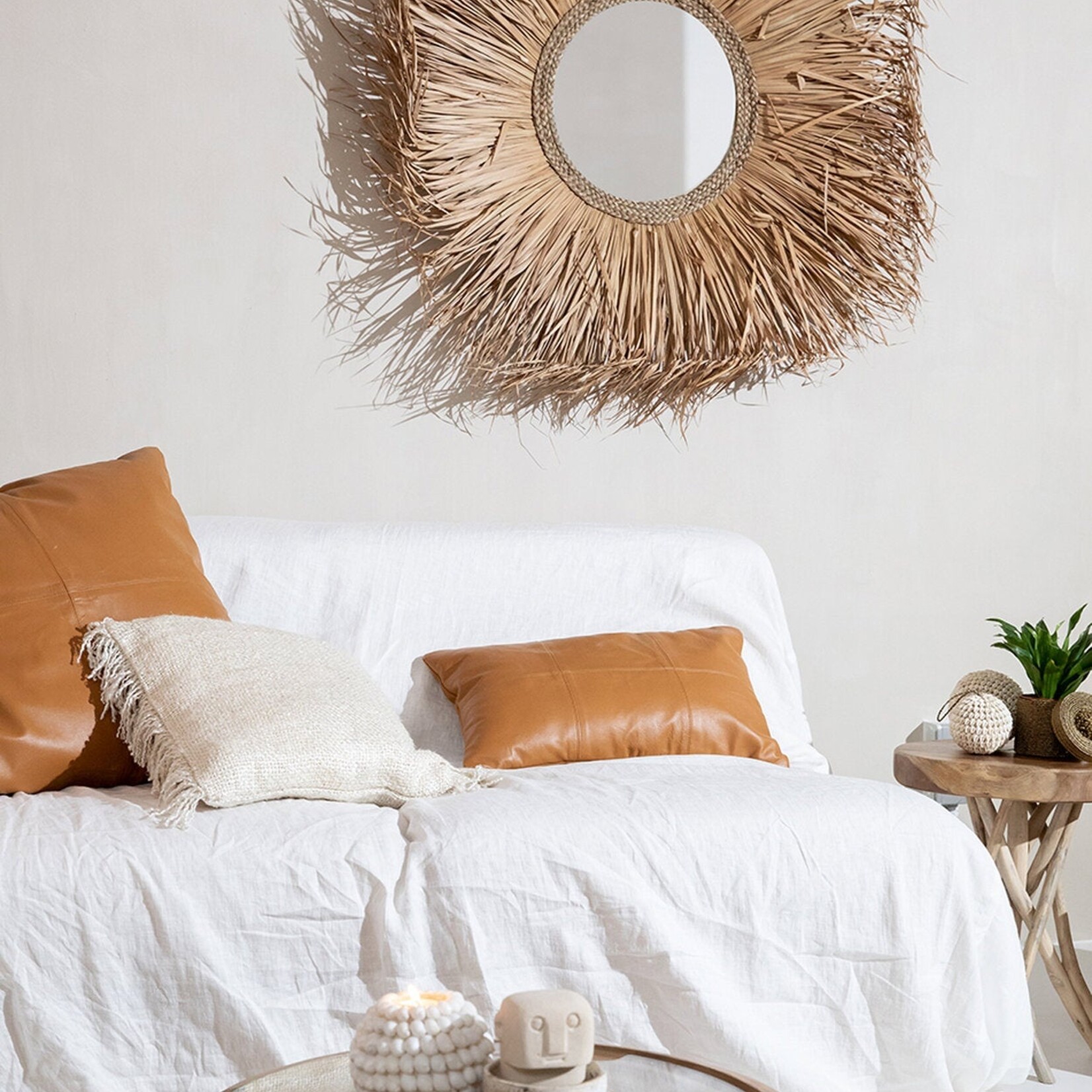 Bazar Bizar Antwerp The Four Panel Leather Cushion Cover - Camel - 60x60