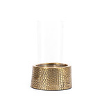 Bazar Bizar Antwerp The Croco Candle Holder with Glass - Brass - M