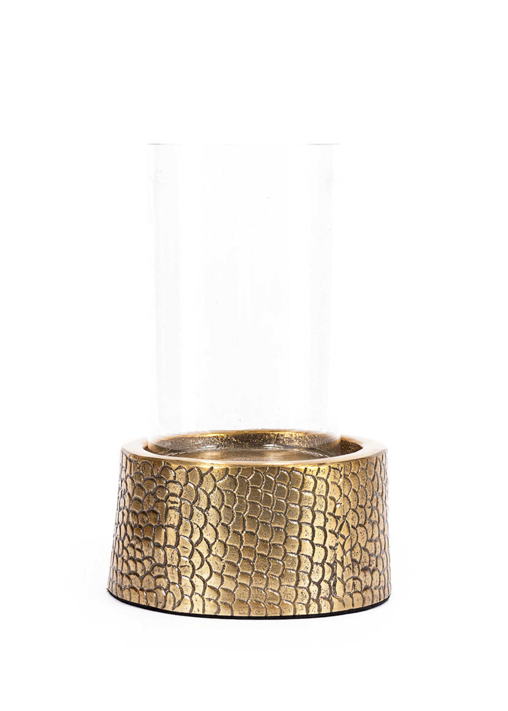 Bazar Bizar Antwerp The Croco Candle Holder with Glass - Brass - M