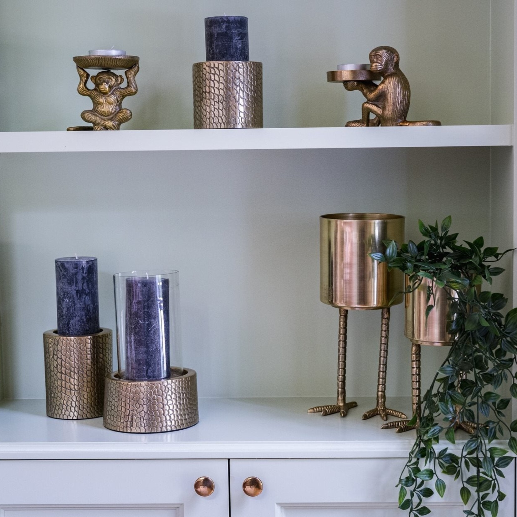 Bazar Bizar Antwerp The Croco Candle Holder with Glass - Brass - M
