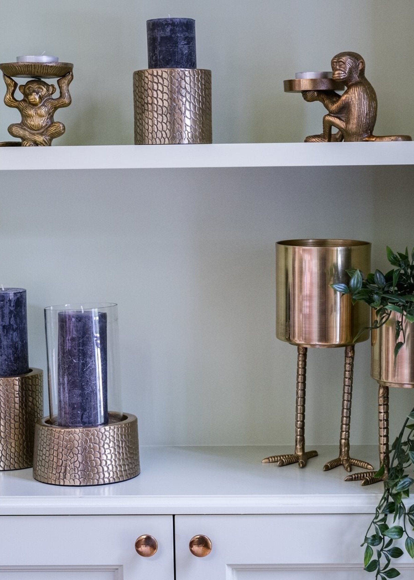Bazar Bizar Antwerp The Croco Candle Holder with Glass - Brass - M