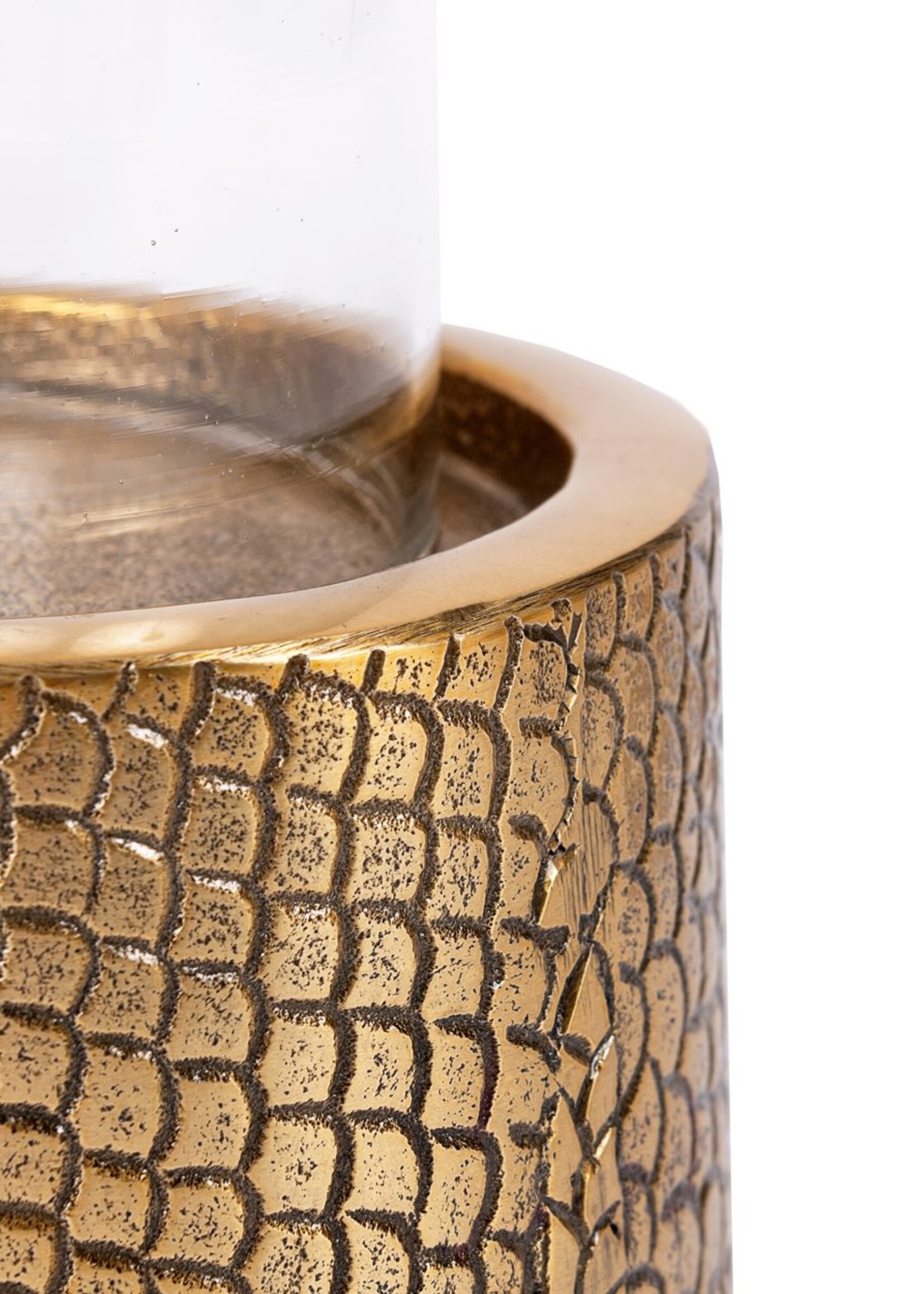 Bazar Bizar Antwerp The Croco Candle Holder with Glass - Brass - M