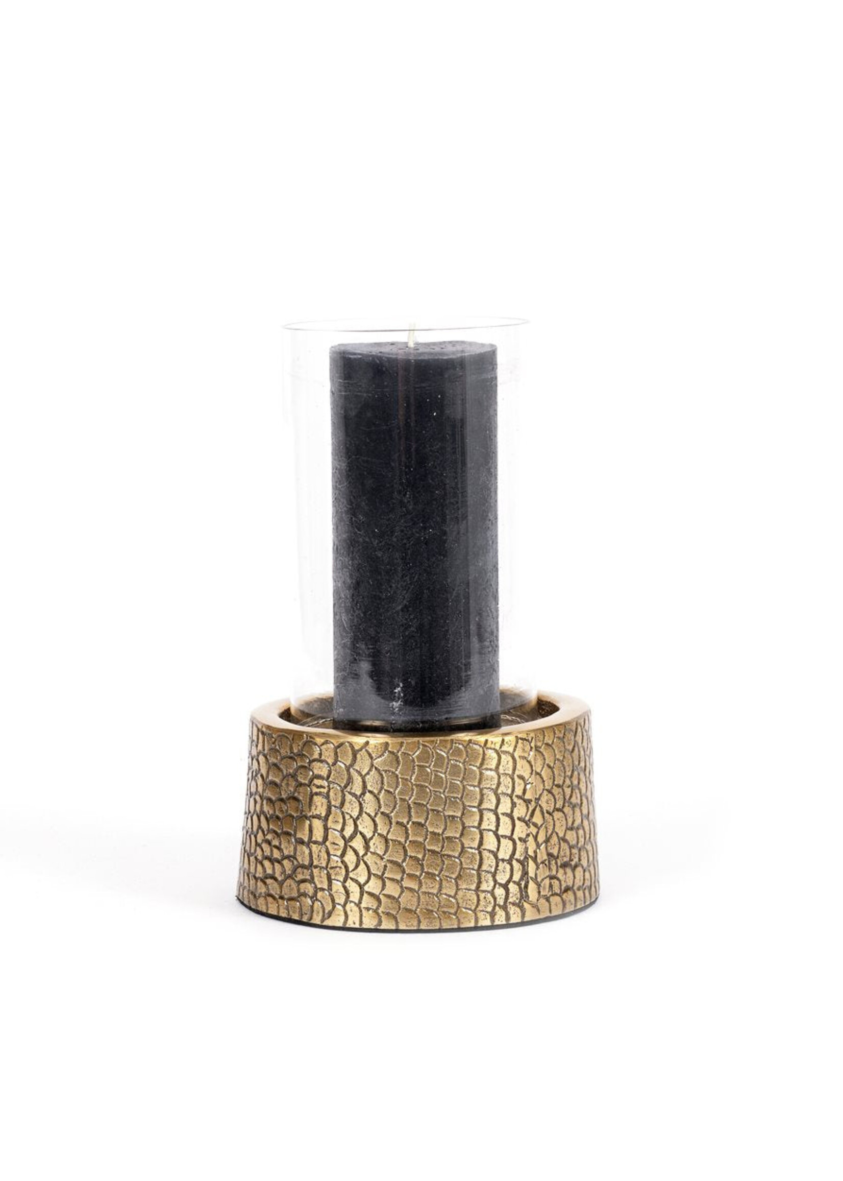 Bazar Bizar Antwerp The Croco Candle Holder with Glass - Brass - M