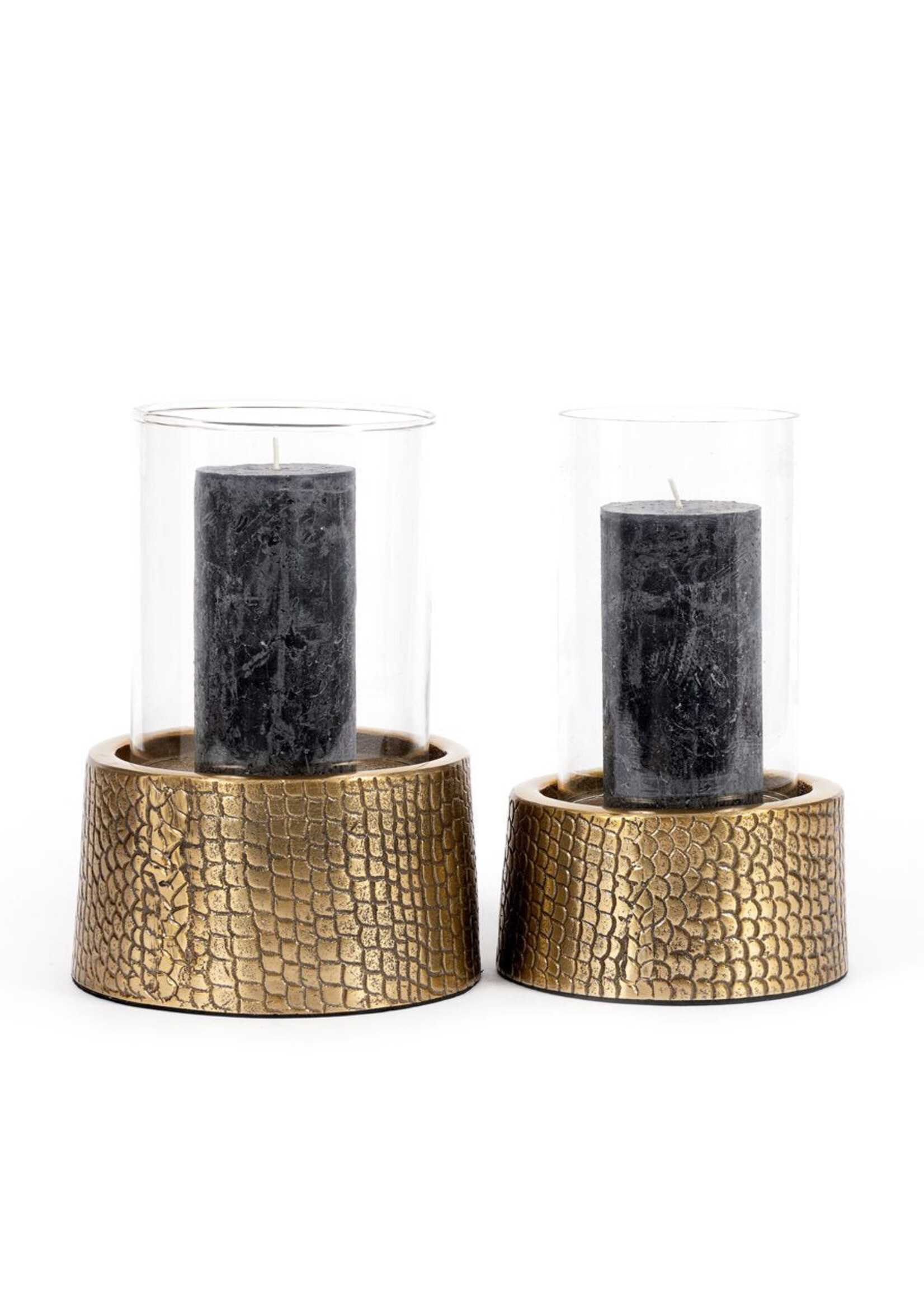 Bazar Bizar Antwerp The Croco Candle Holder with Glass - Brass - M
