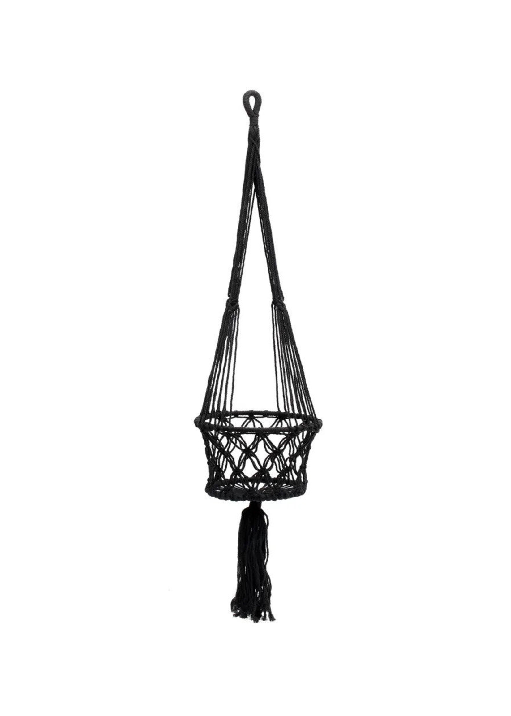 Bazar Bizar Antwerp The Macrame Plant Holder - Black - M