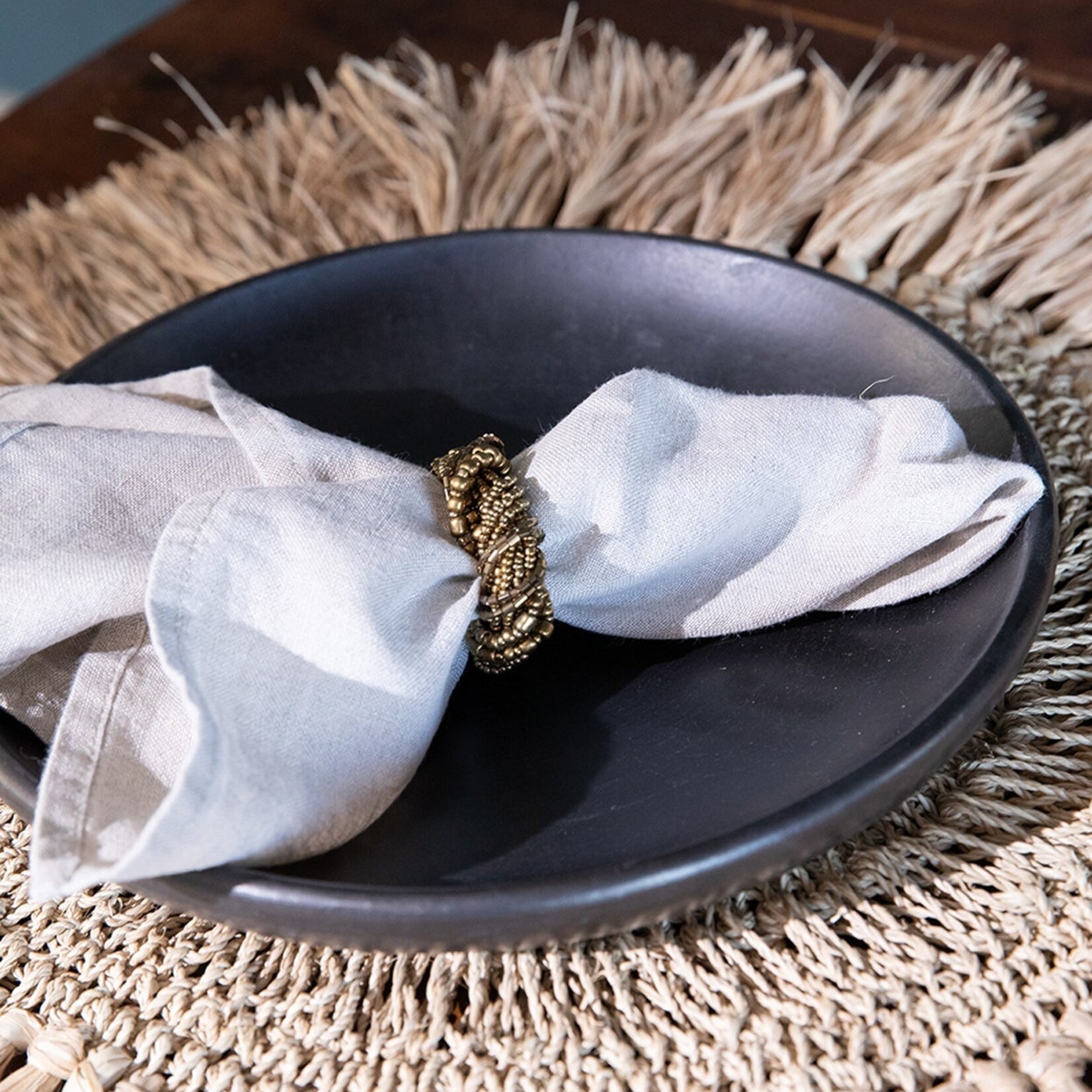 Bazar Bizar Antwerp The Beaded Napkin Ring - Gold
