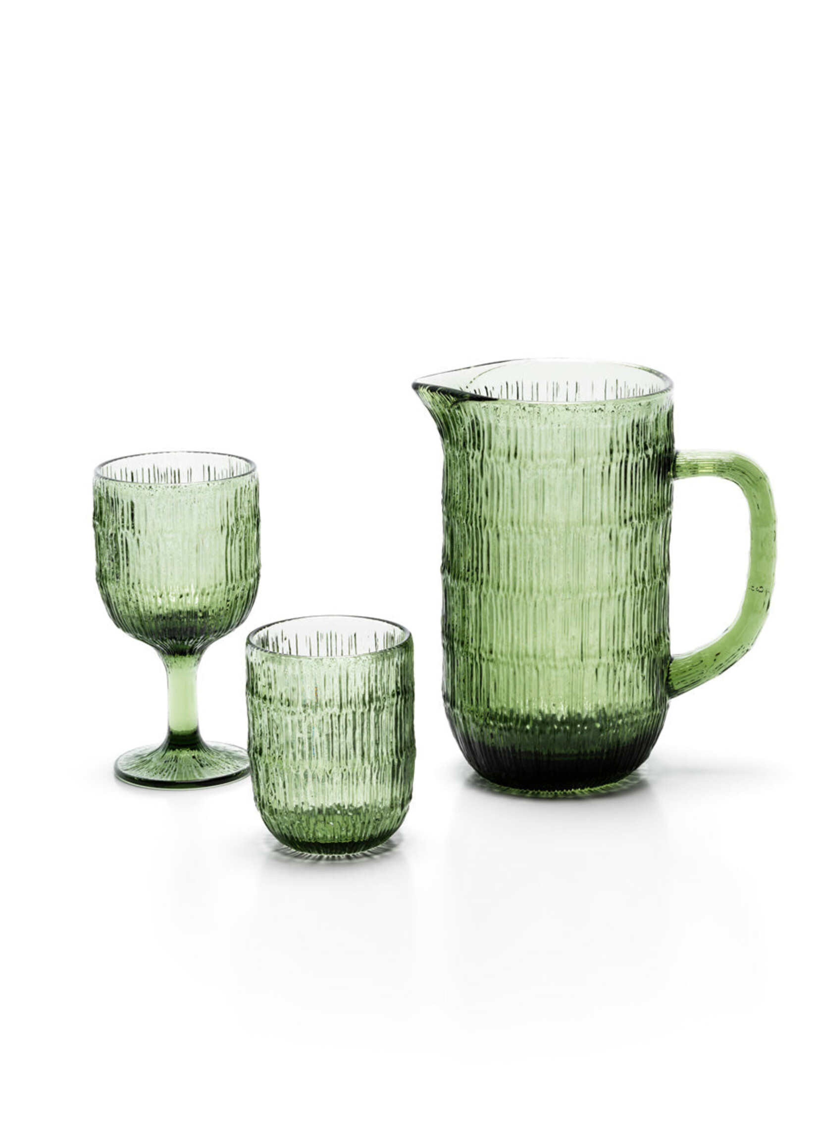 Bazar Bizar Antwerp The Moss Ripple Wine Glass - Green