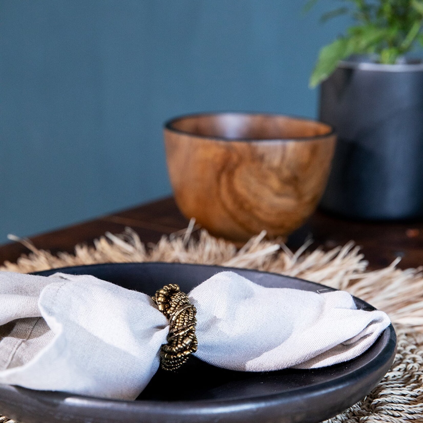 Bazar Bizar Antwerp The Beaded Napkin Ring - Gold