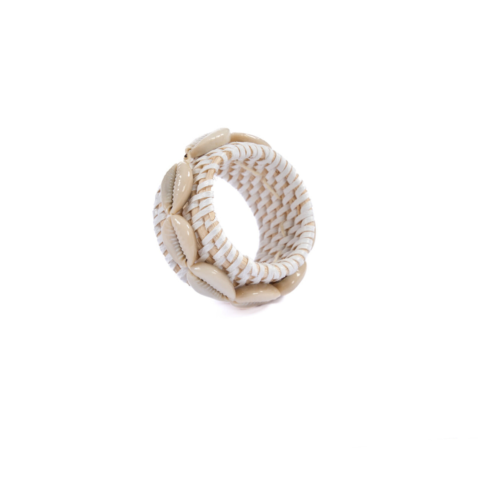 Bazar Bizar Antwerp The Rattan Shell Napkin Ring - White