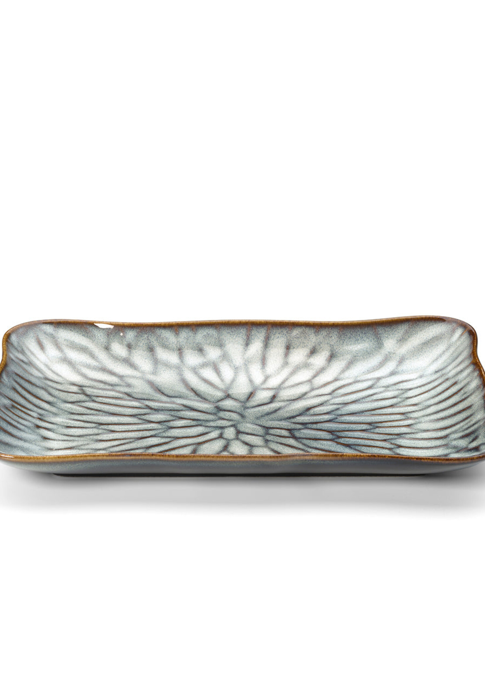 Bazar Bizar Antwerp The Lotus Ice Rectangular Plate - Grey Brown - L