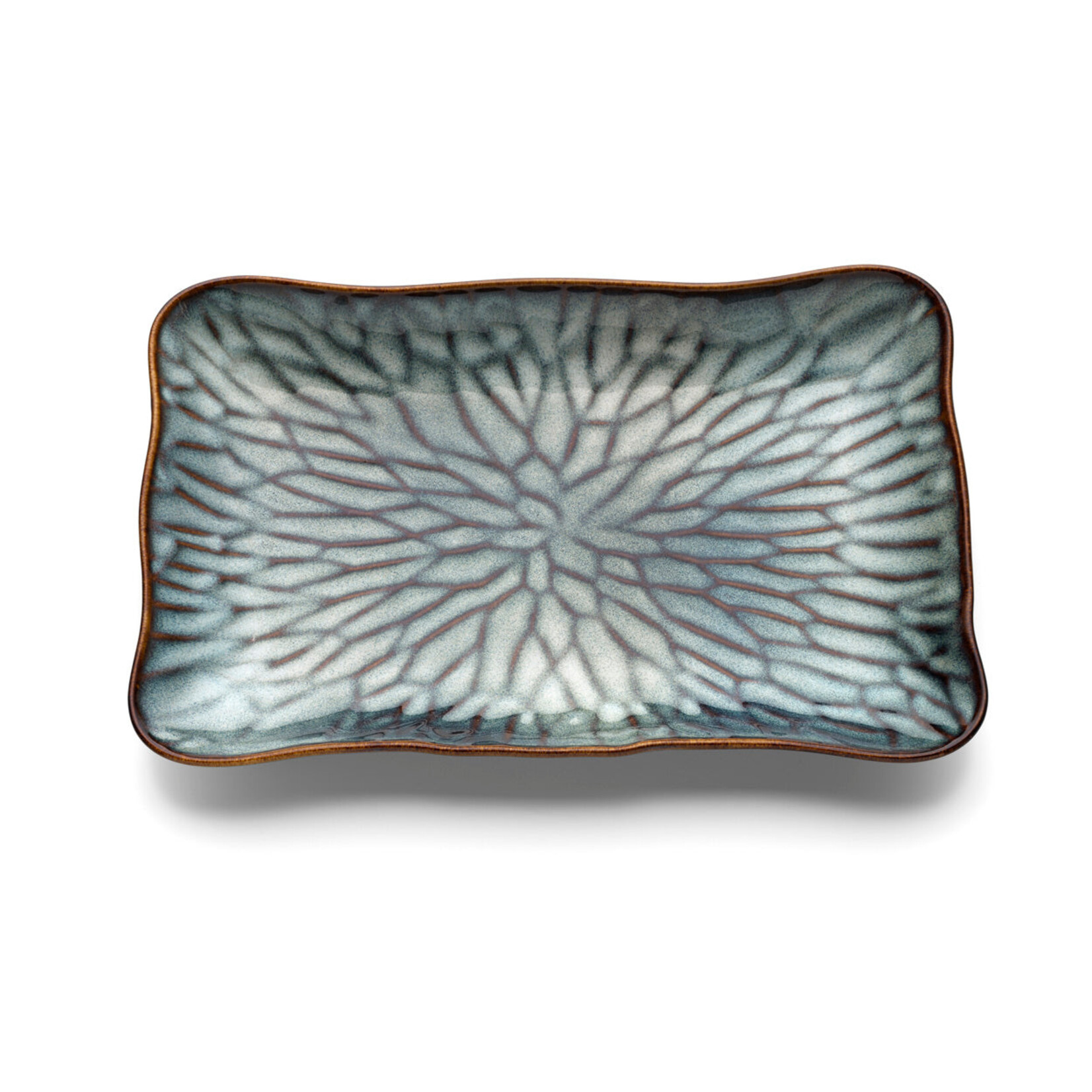Bazar Bizar Antwerp The Lotus Ice Rectangular Plate - Grey Brown - L