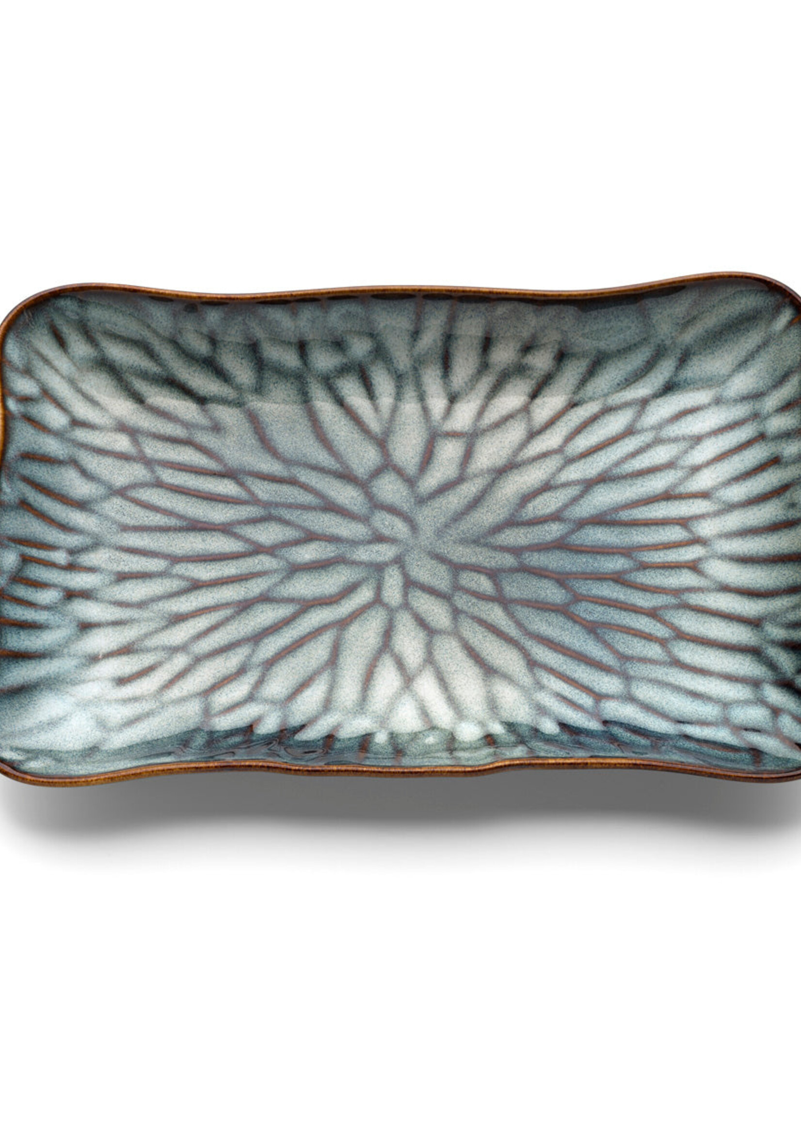 Bazar Bizar Antwerp The Lotus Ice Rectangular Plate - Grey Brown - L