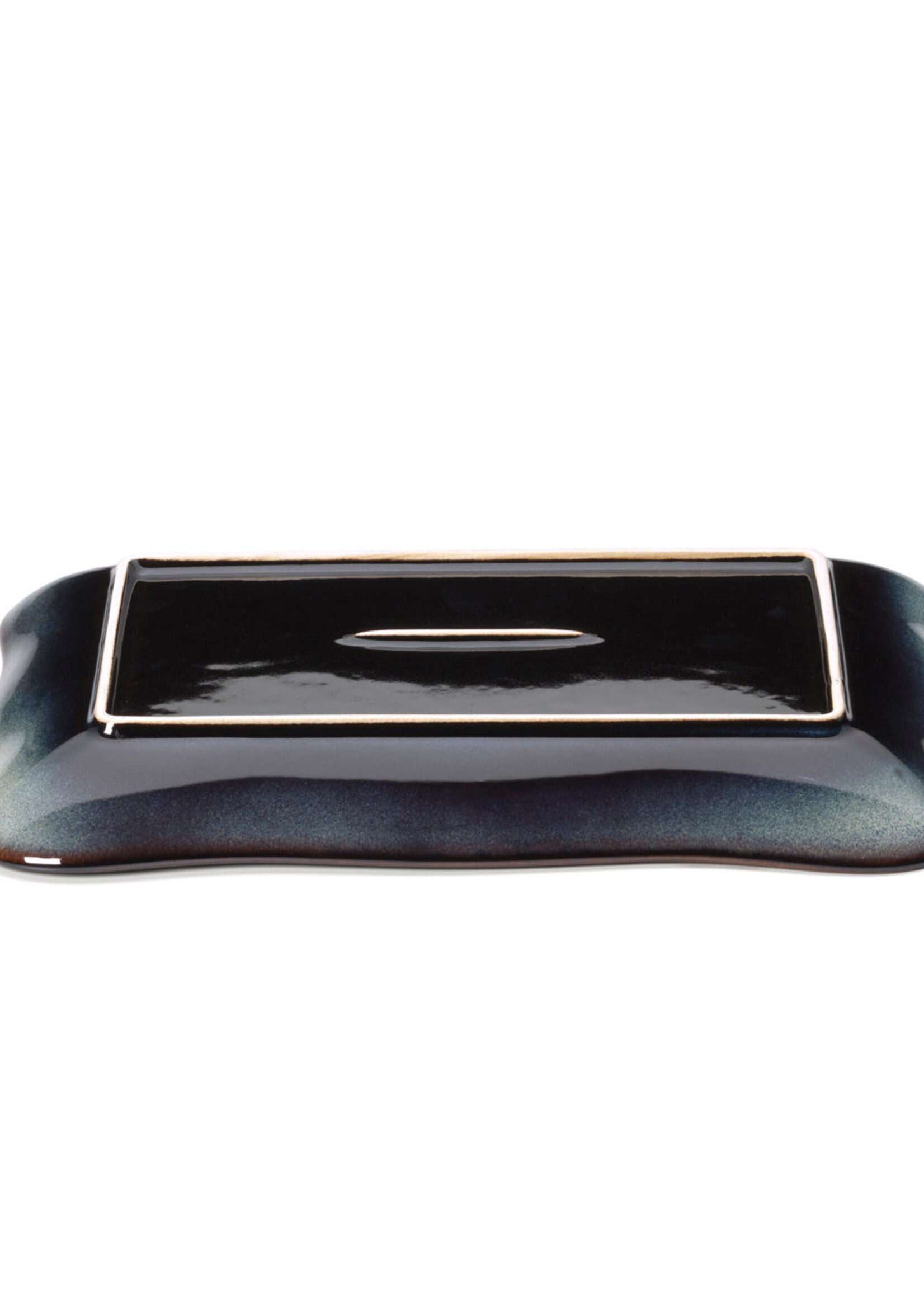 Bazar Bizar Antwerp The Lotus Ice Rectangular Plate - Grey Brown - L