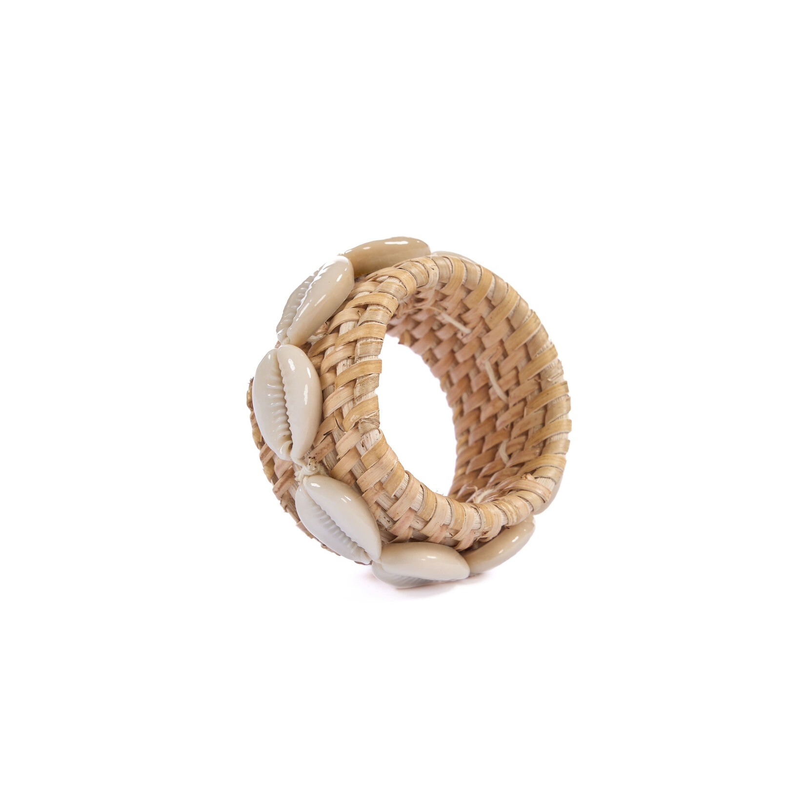 Bazar Bizar Antwerp The Rattan Shell Napkin Ring - Natural White