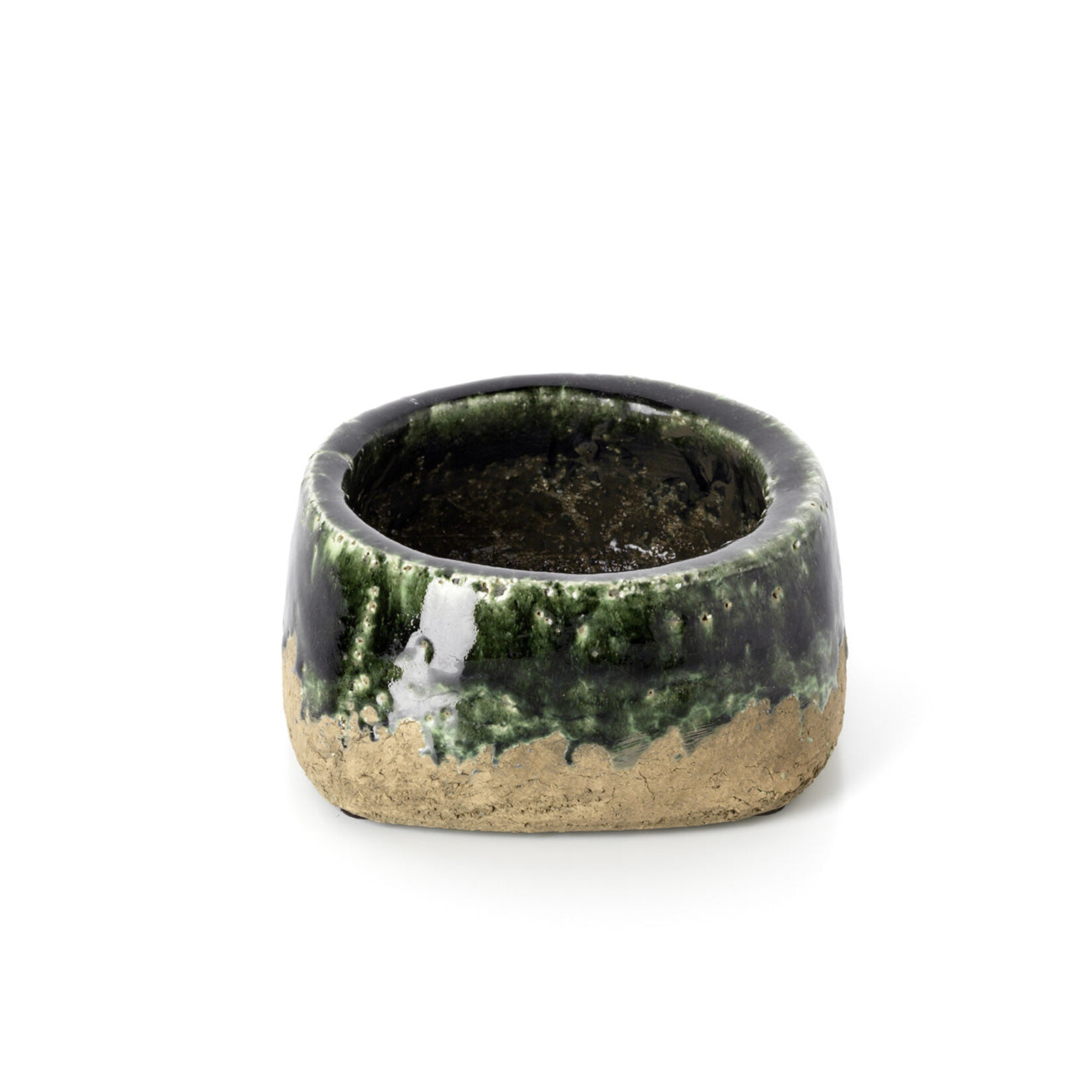 Bazar Bizar Antwerp The Moss Bowl Planter - Concrete Green - Low