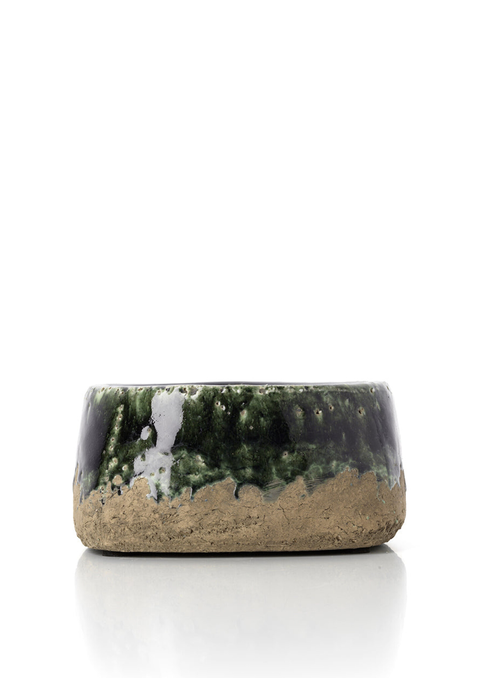 Bazar Bizar Antwerp The Moss Bowl Planter - Concrete Green - Low