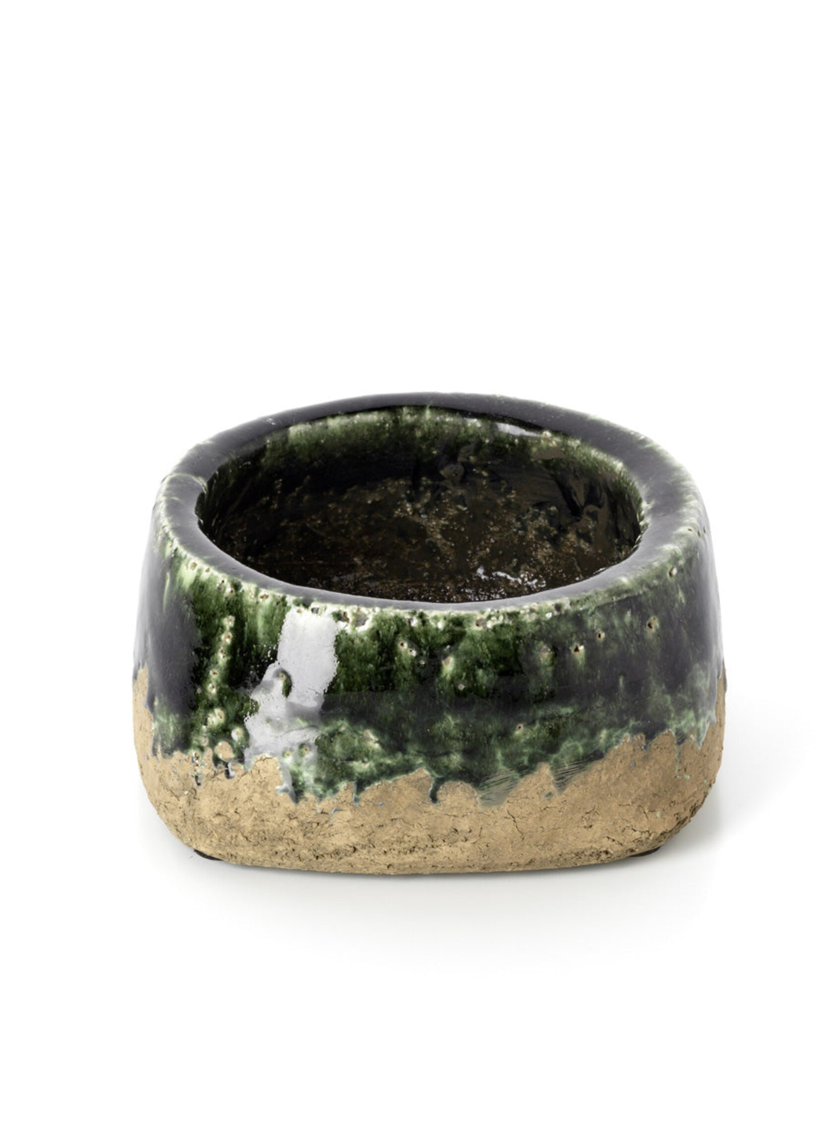 Bazar Bizar Antwerp The Moss Bowl Planter - Concrete Green - Low