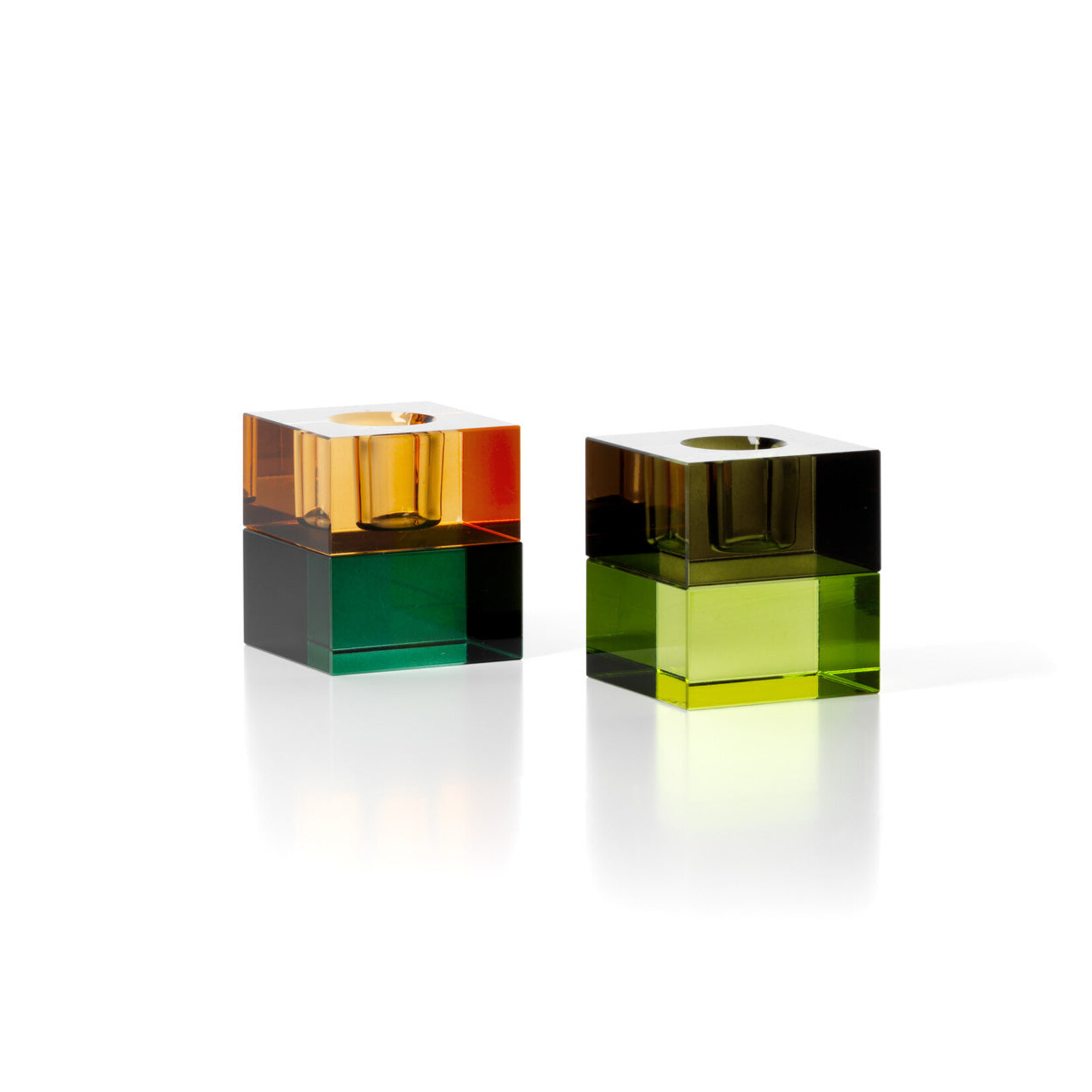 Bazar Bizar Antwerp The Gem Blocks Candle Holder - Green Amber