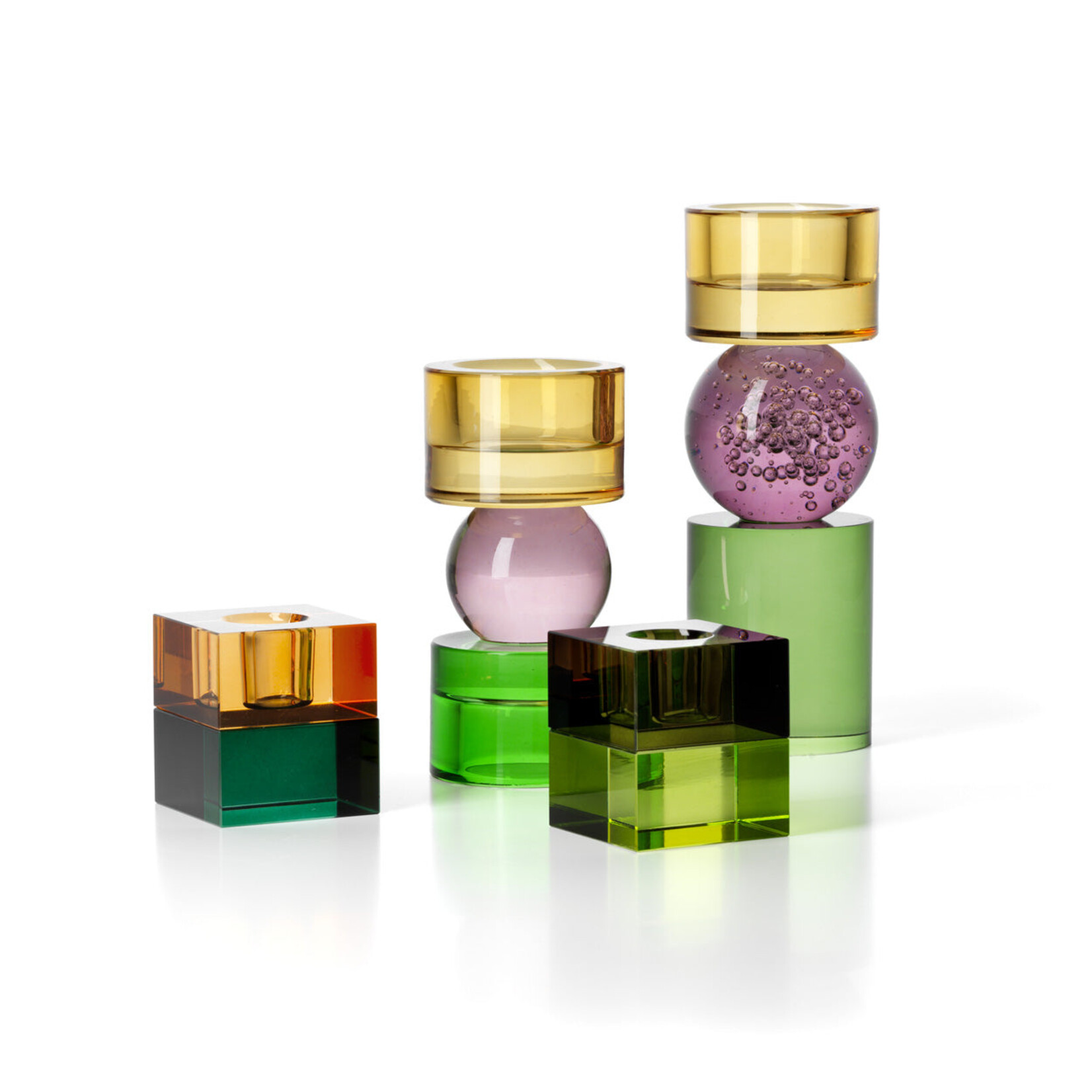 Bazar Bizar Antwerp The Gem Blocks Candle Holder - Green Amber
