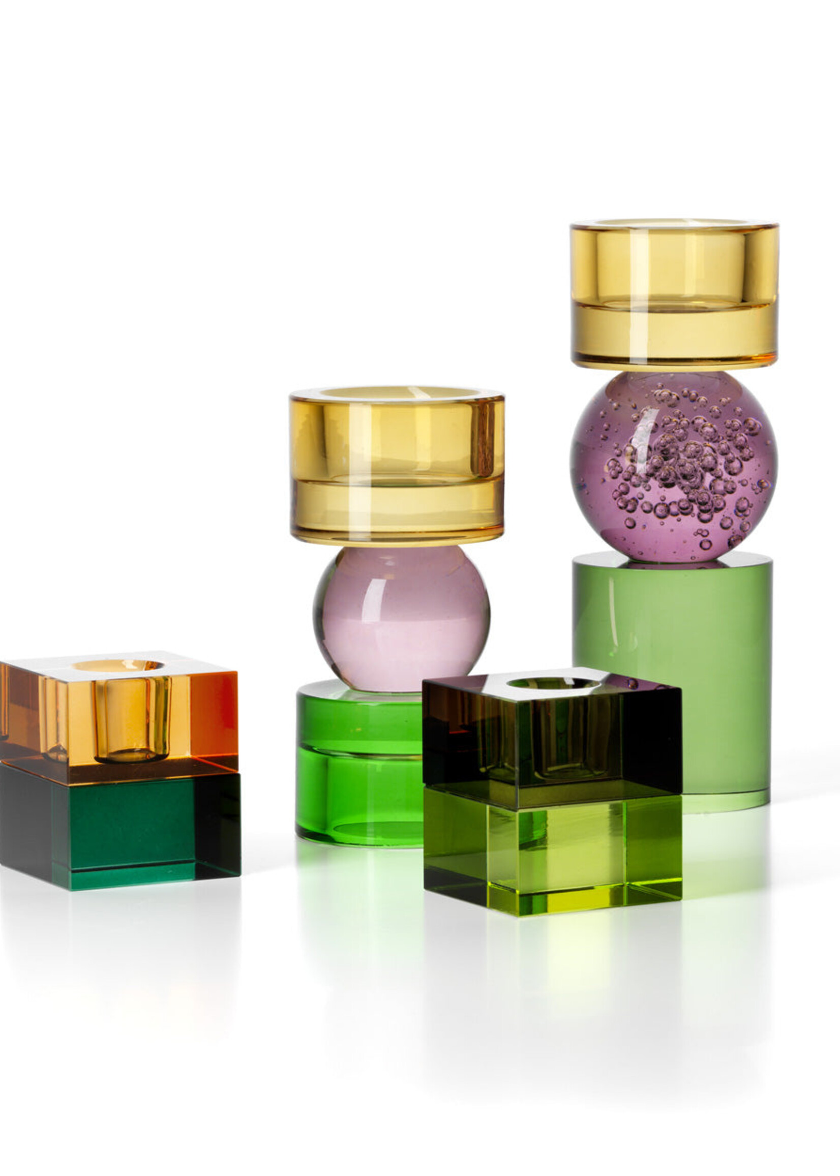 Bazar Bizar Antwerp The Gem Blocks Candle Holder - Green Amber