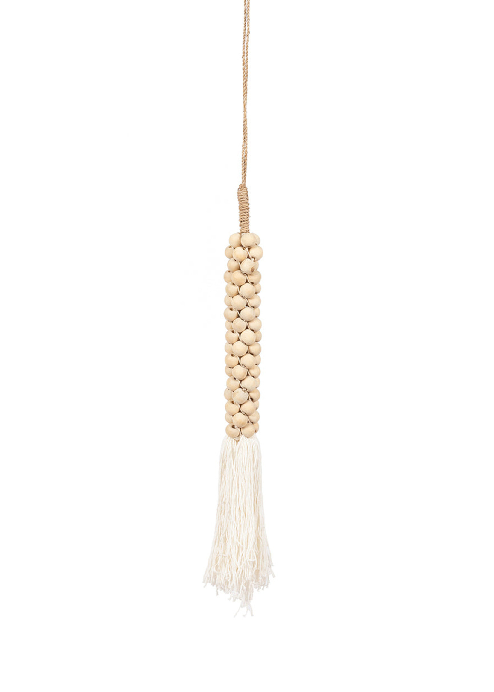 Bazar Bizar Antwerp The Wooden Beads with Cotton Tassel - Natural White