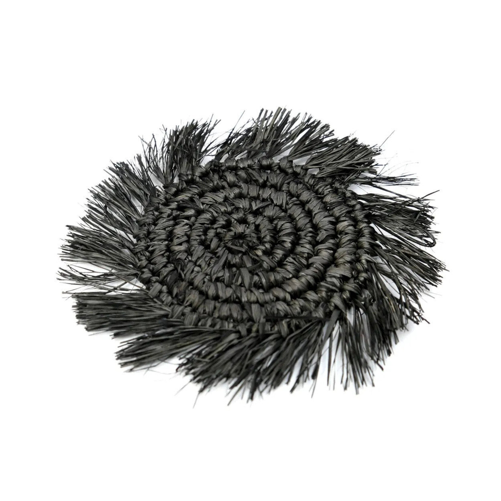 Bazar Bizar Antwerp The Fringe Raffia Coaster - Black