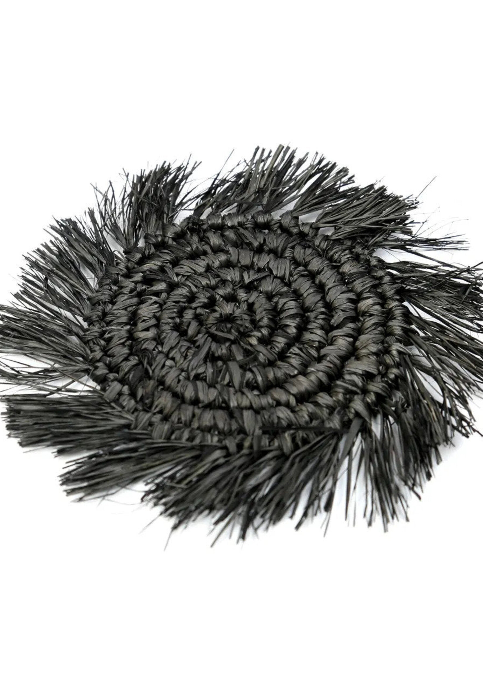 Bazar Bizar Antwerp The Fringe Raffia Coaster - Black