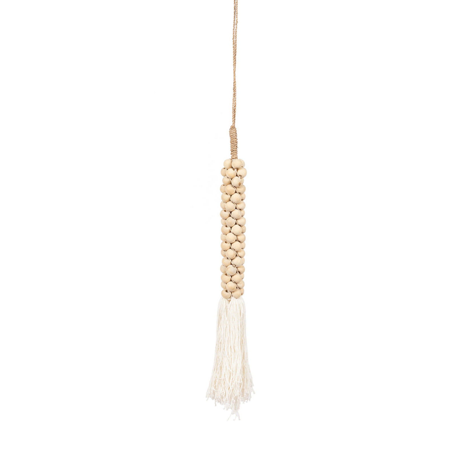 Bazar Bizar Antwerp The Wooden Beads with Cotton Tassel - Natural White