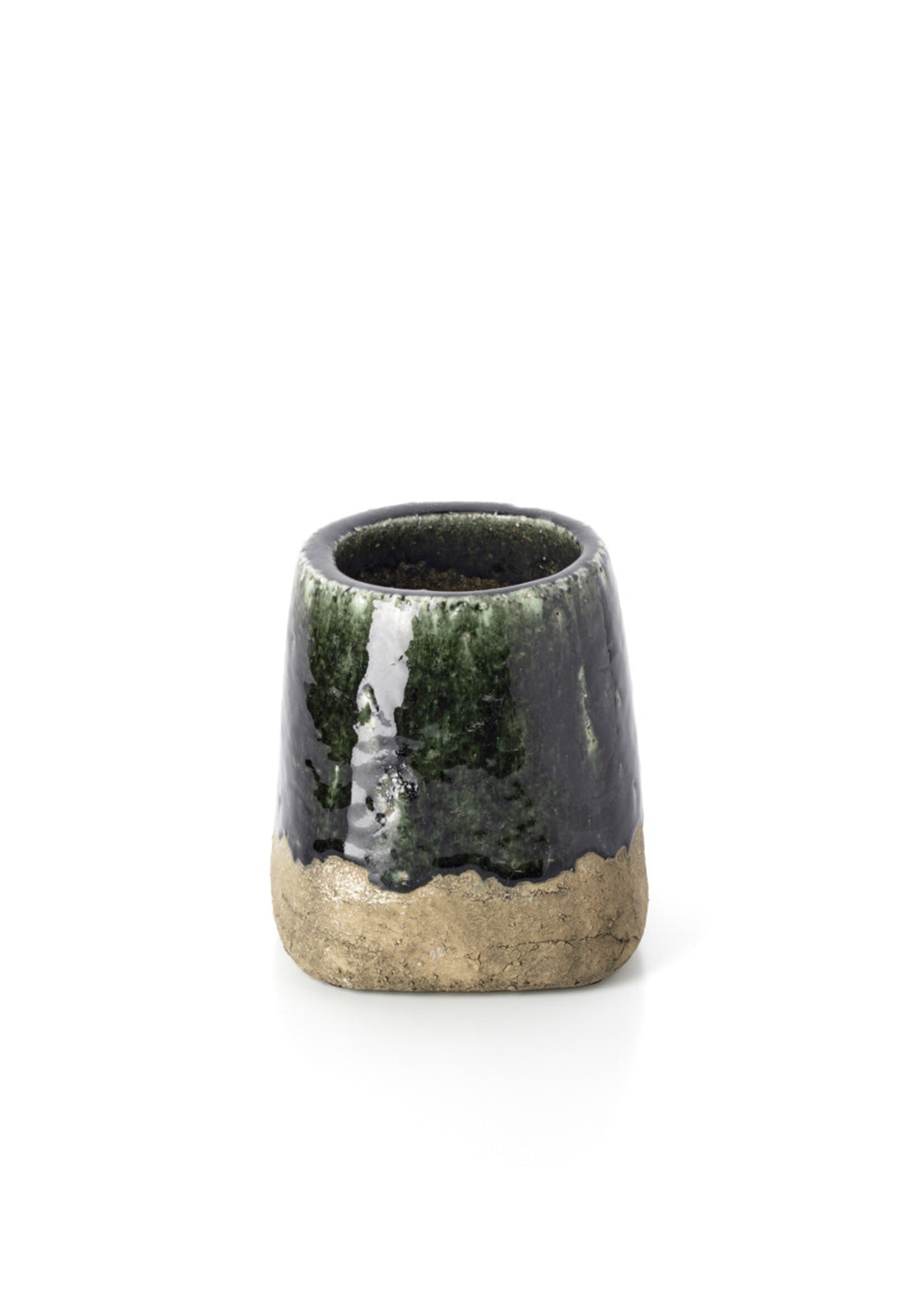 Bazar Bizar Antwerp The Moss Conical Planter - Concrete Green - S