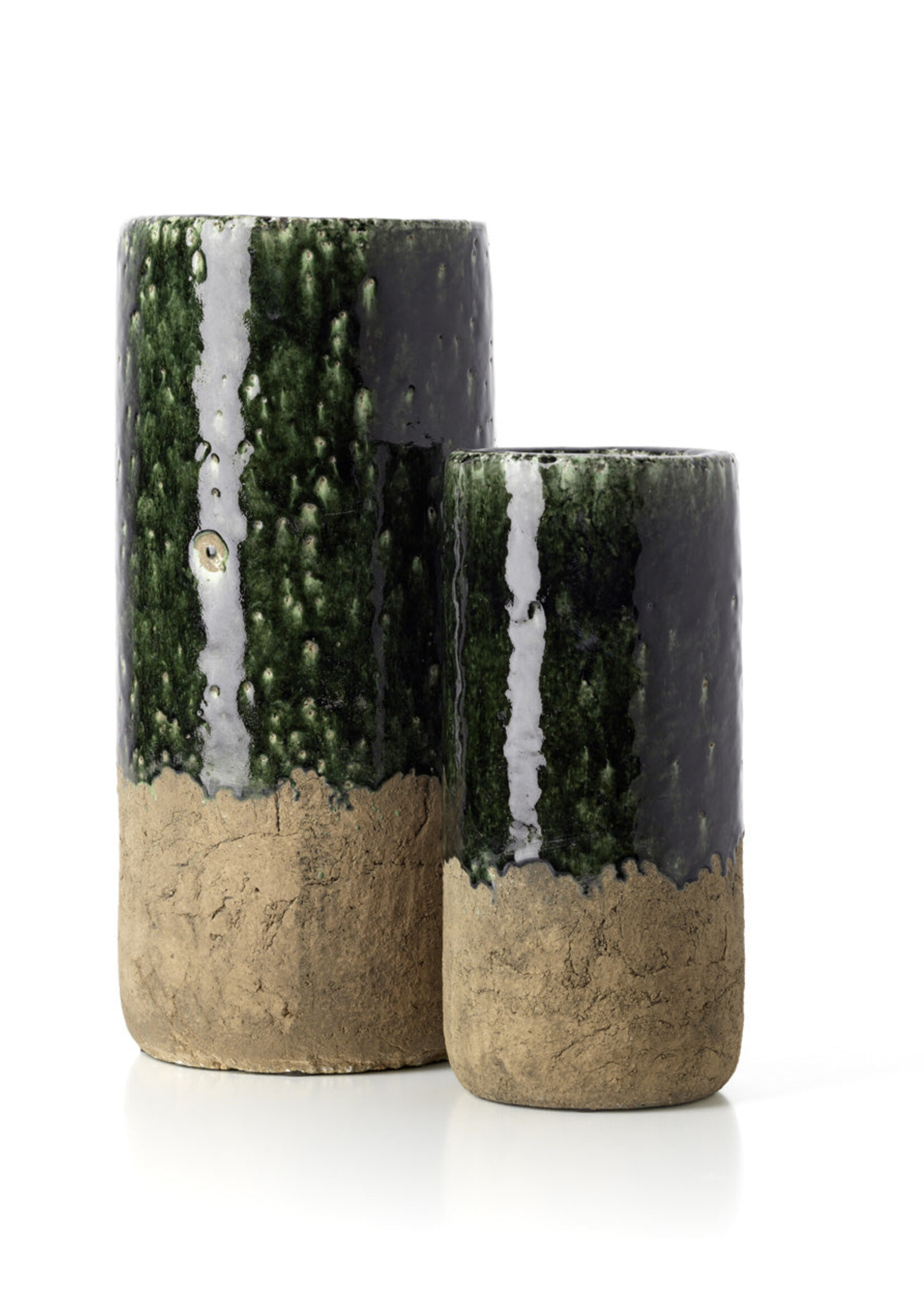 Bazar Bizar Antwerp The Moss Cylinder Vase - Concrete Green - M